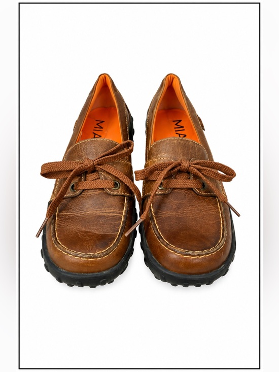 Mia Shoes - MIA Brown Leather Loafers Women’s Sz 7.5 Driving Moc Slip On Shoes Retro 90s